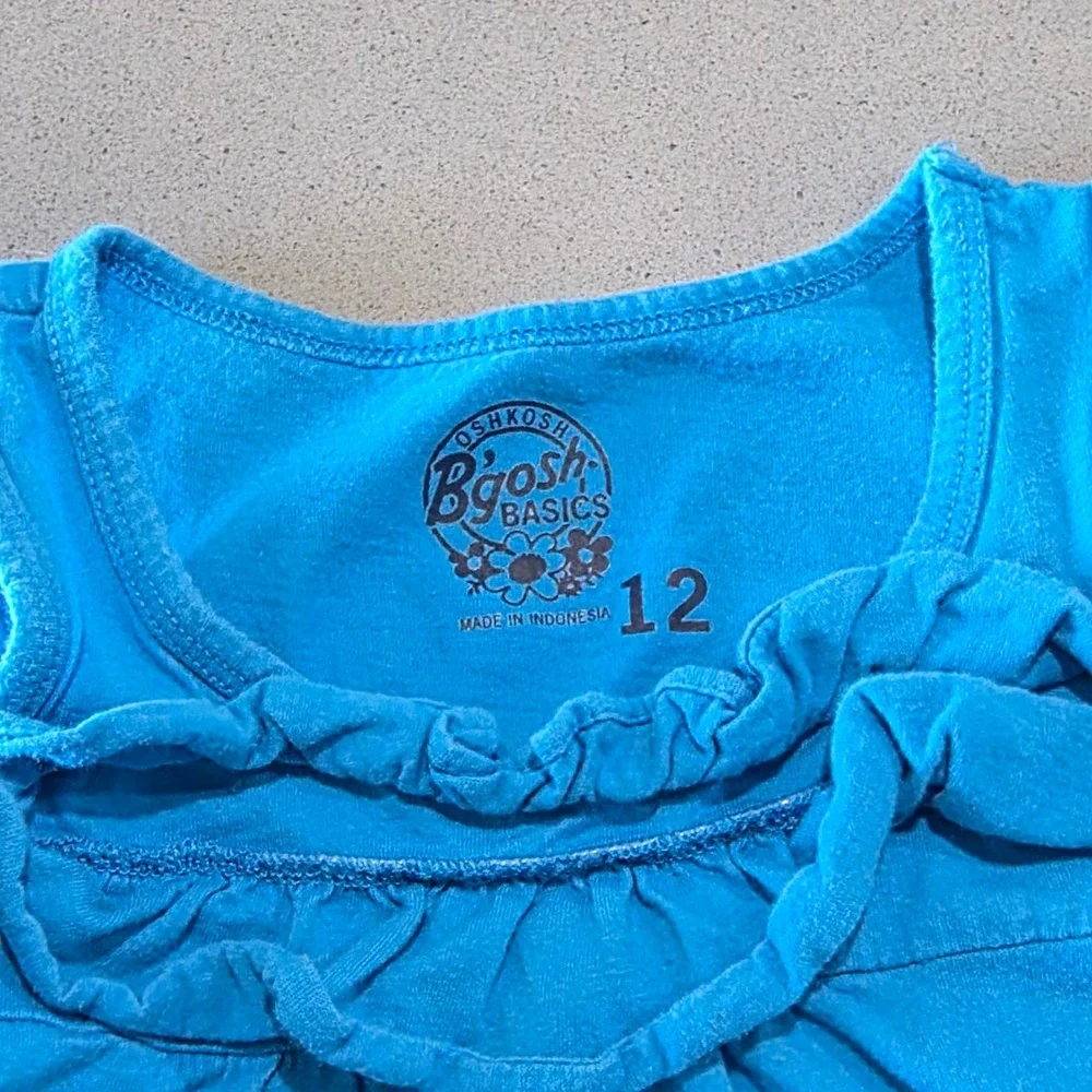 OshKosh Bgosh‎ Basics Girls Blue Ruffle Sleeveless Dress Size 12 Cotton Blend
